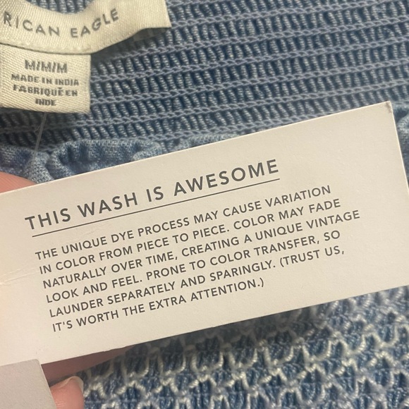 American Eagle Smocked Square Neck Babydoll Top - Picture 7 of 8